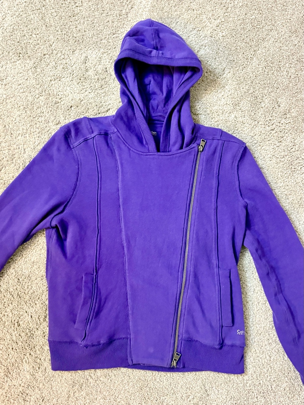 Woman’s Calvin Klein Purple Hooded Zip-Front Jacket